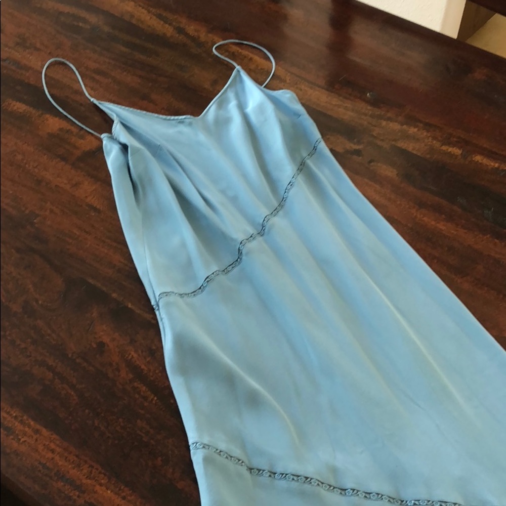 Blue slip dress with flower detail